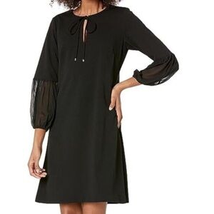 Tommy Hilfiger Black Sheer Sleeve Shift Dress Women’s Plus Size 22W Elegant Work